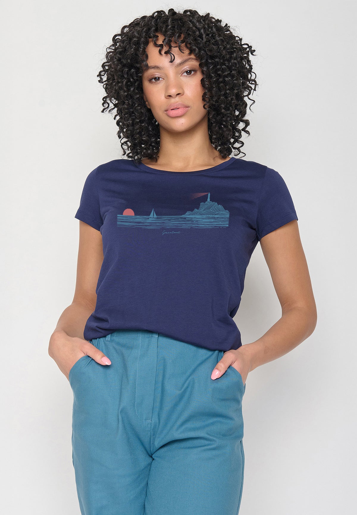 Blau:  Lässiges T-Shirt aus Bio-Baumwolle für Damen [20209]