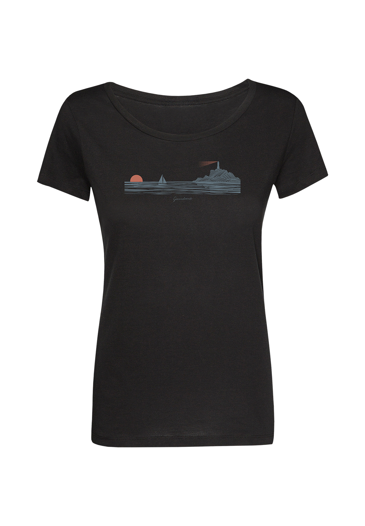 Black: Lässiges T-Shirt aus Bio-Baumwolle für Damen [20219]