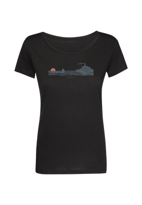 Black: Lässiges T-Shirt aus Bio-Baumwolle für Damen [20219]