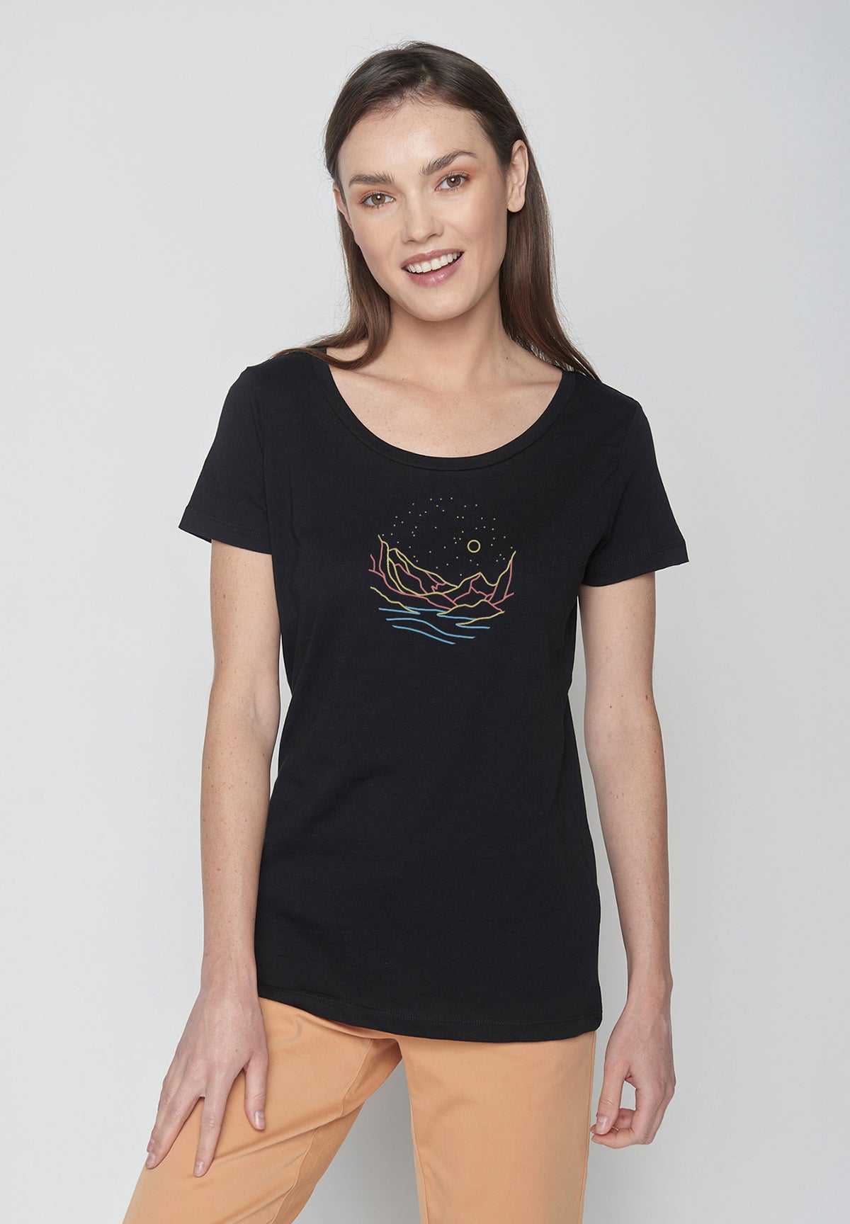 Schwarz:  Lässiges T-Shirt aus Bio-Baumwolle für Damen [20222]