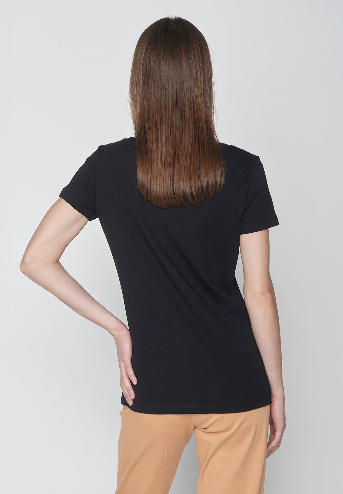 Black: Lässiges T-Shirt aus Bio-Baumwolle für Damen [20223]