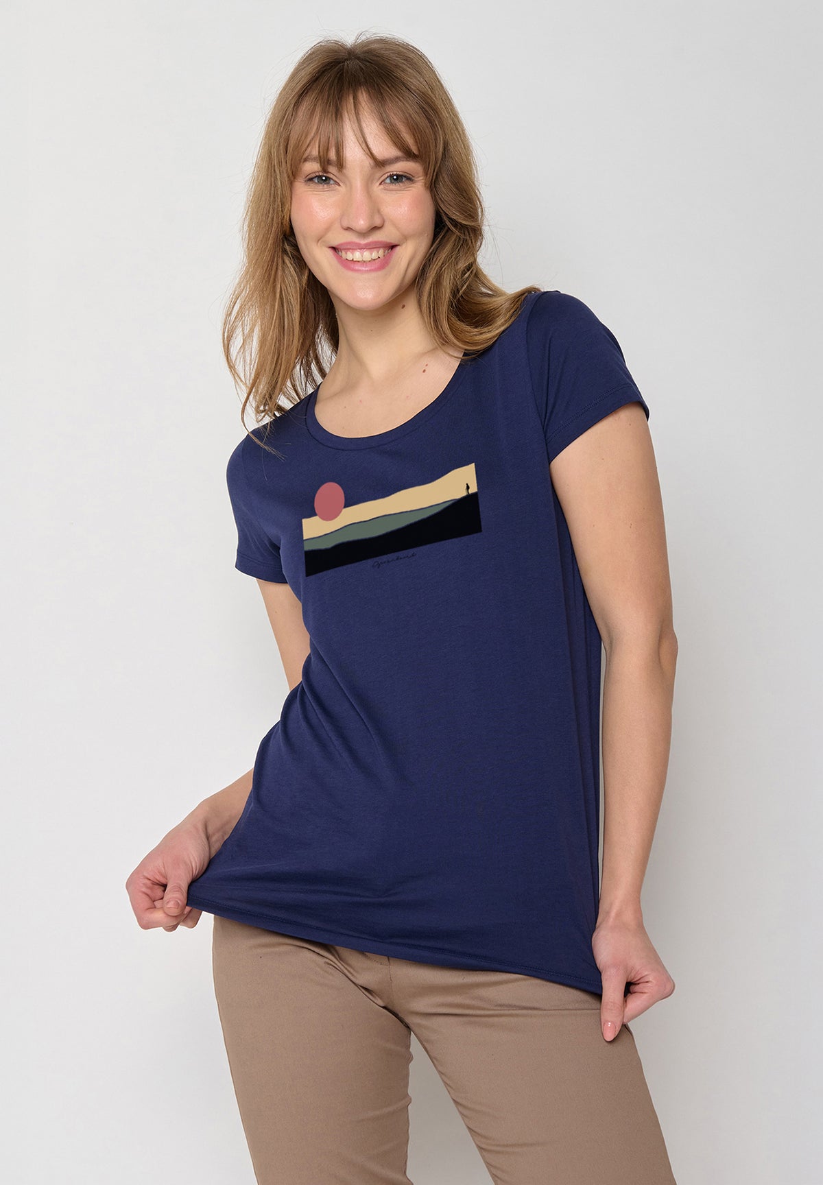 Navy: Lässiges T-Shirt aus Bio-Baumwolle für Damen [20230]