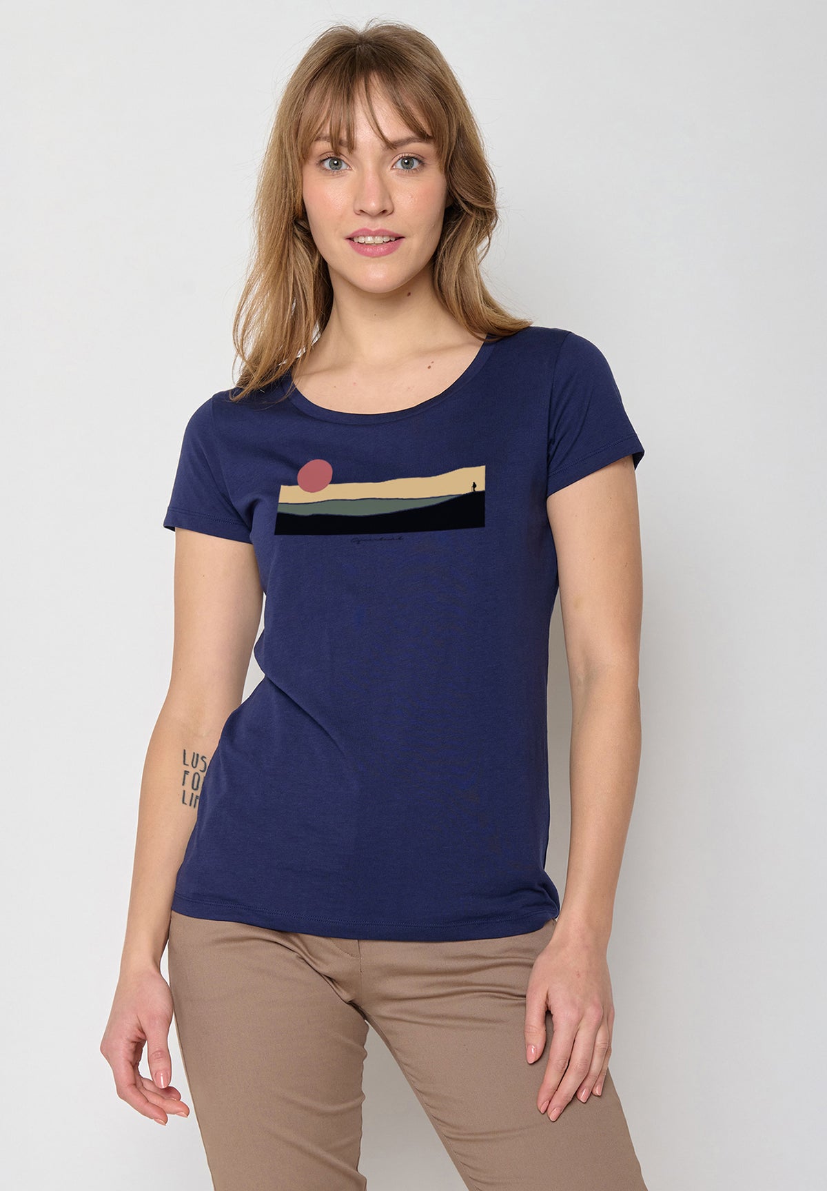 Navy: Lässiges T-Shirt aus Bio-Baumwolle für Damen [20231]