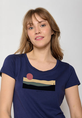 Navy: Lässiges T-Shirt aus Bio-Baumwolle für Damen [20233]