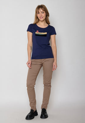 Navy: Lässiges T-Shirt aus Bio-Baumwolle für Damen [20235]
