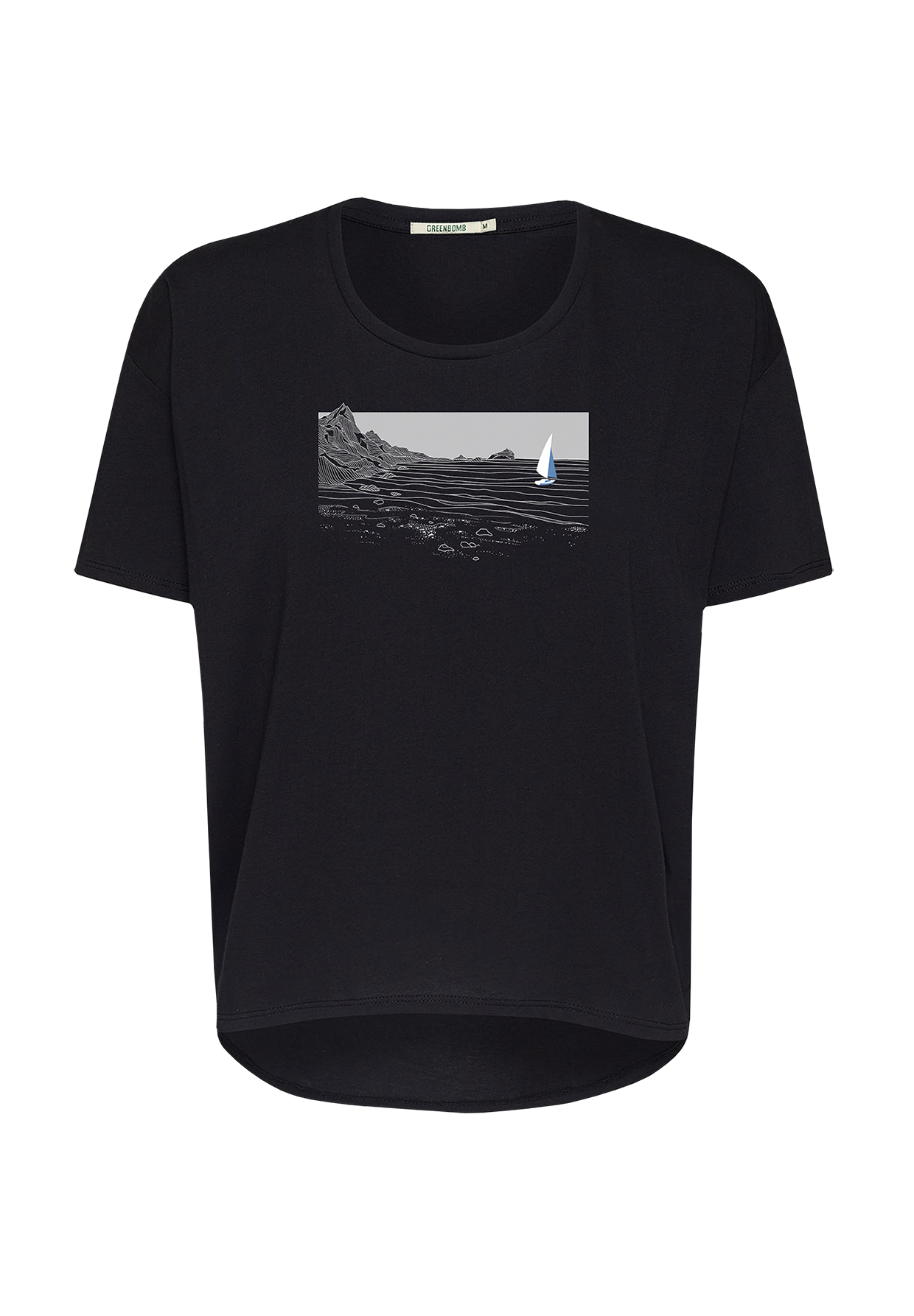 Black: Lässiges T-Shirt aus Bio-Baumwoll Mix für Damen [20253]