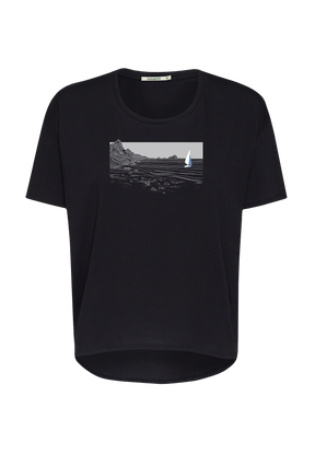 Black: Lässiges T-Shirt aus Bio-Baumwoll Mix für Damen [20253]