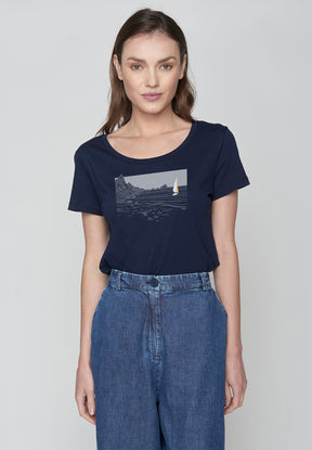 Navy: Sportliches T-Shirt aus Bio-Baumwolle für Damen [20254]