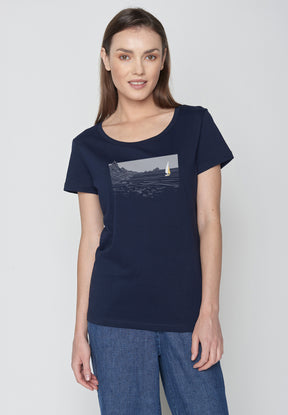 Navy: Sportliches T-Shirt aus Bio-Baumwolle für Damen [20255]
