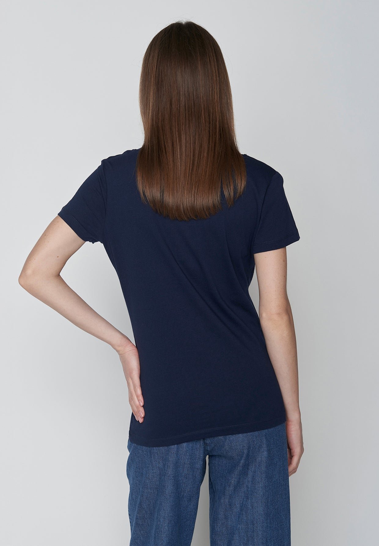 Navy: Sportliches T-Shirt aus Bio-Baumwolle für Damen [20256]