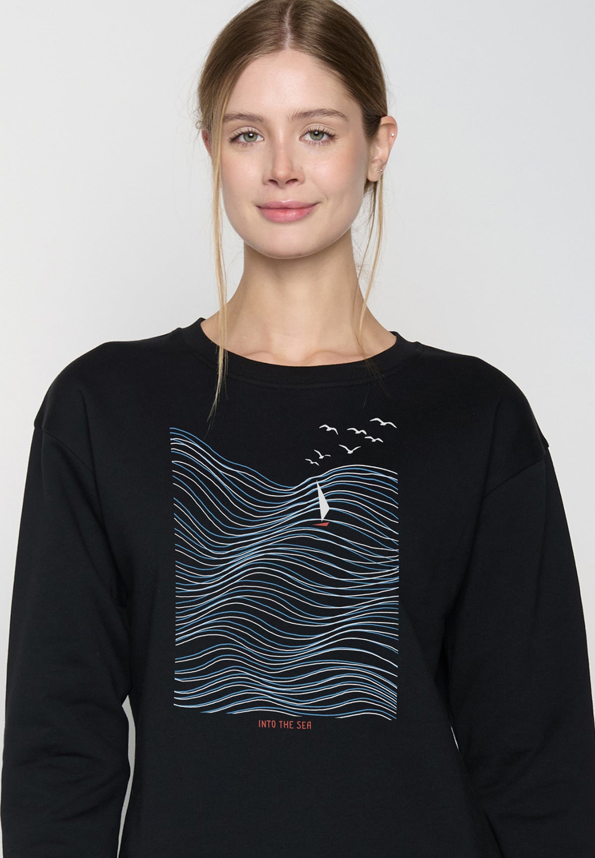Schwarz:  Gemütliches Sweatshirt aus Bio-Baumwolle für Damen [20295]