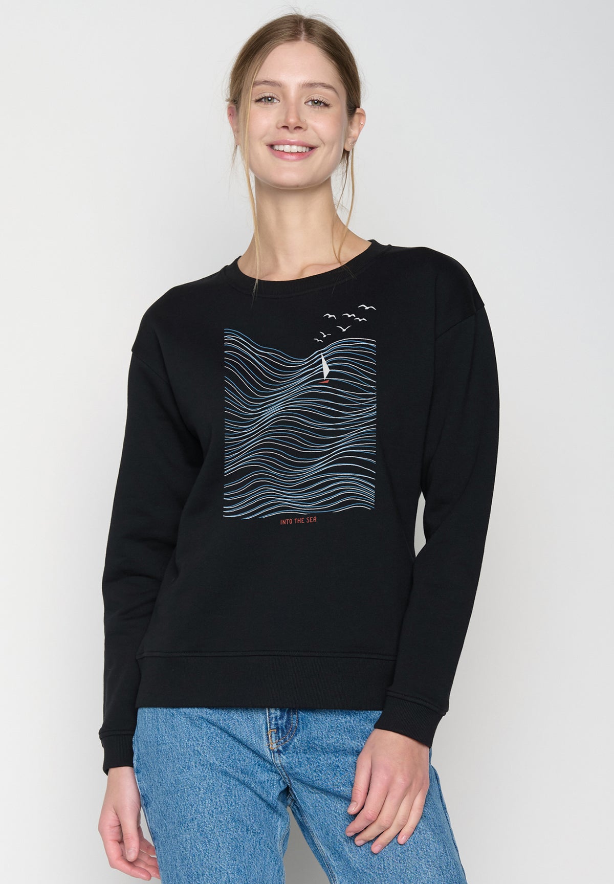 Black: Gemütliches Sweatshirt aus Bio-Baumwolle für Damen [20296]