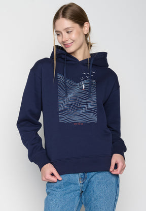 Navy: Gemütlicher Hoodie aus Bio-Baumwoll Mix für Damen [20300]