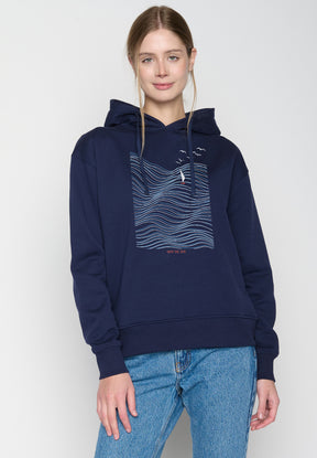 Navy: Gemütlicher Hoodie aus Bio-Baumwoll Mix für Damen [20301]