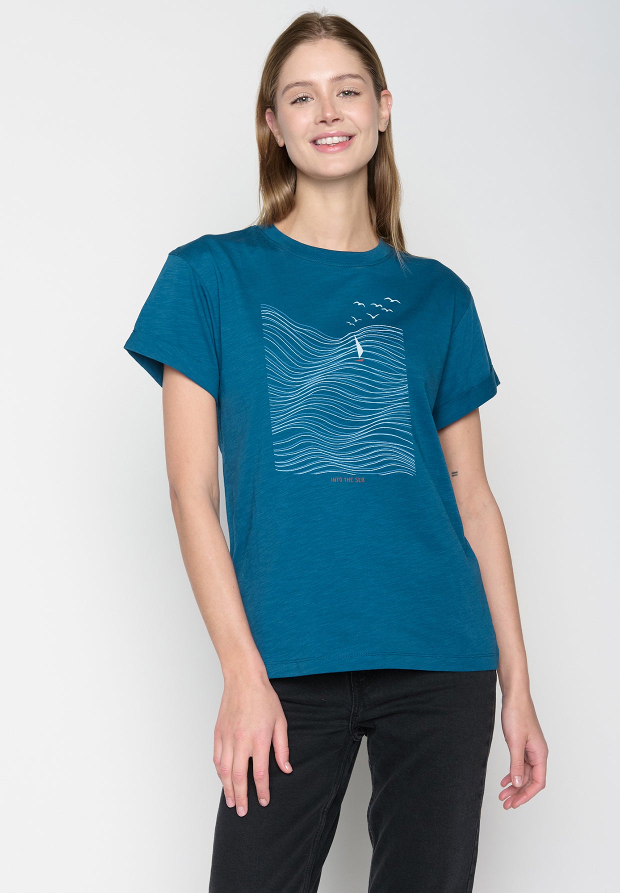 Rich Blue: Lässiges T-Shirt aus Bio-Baumwolle für Damen [20305]