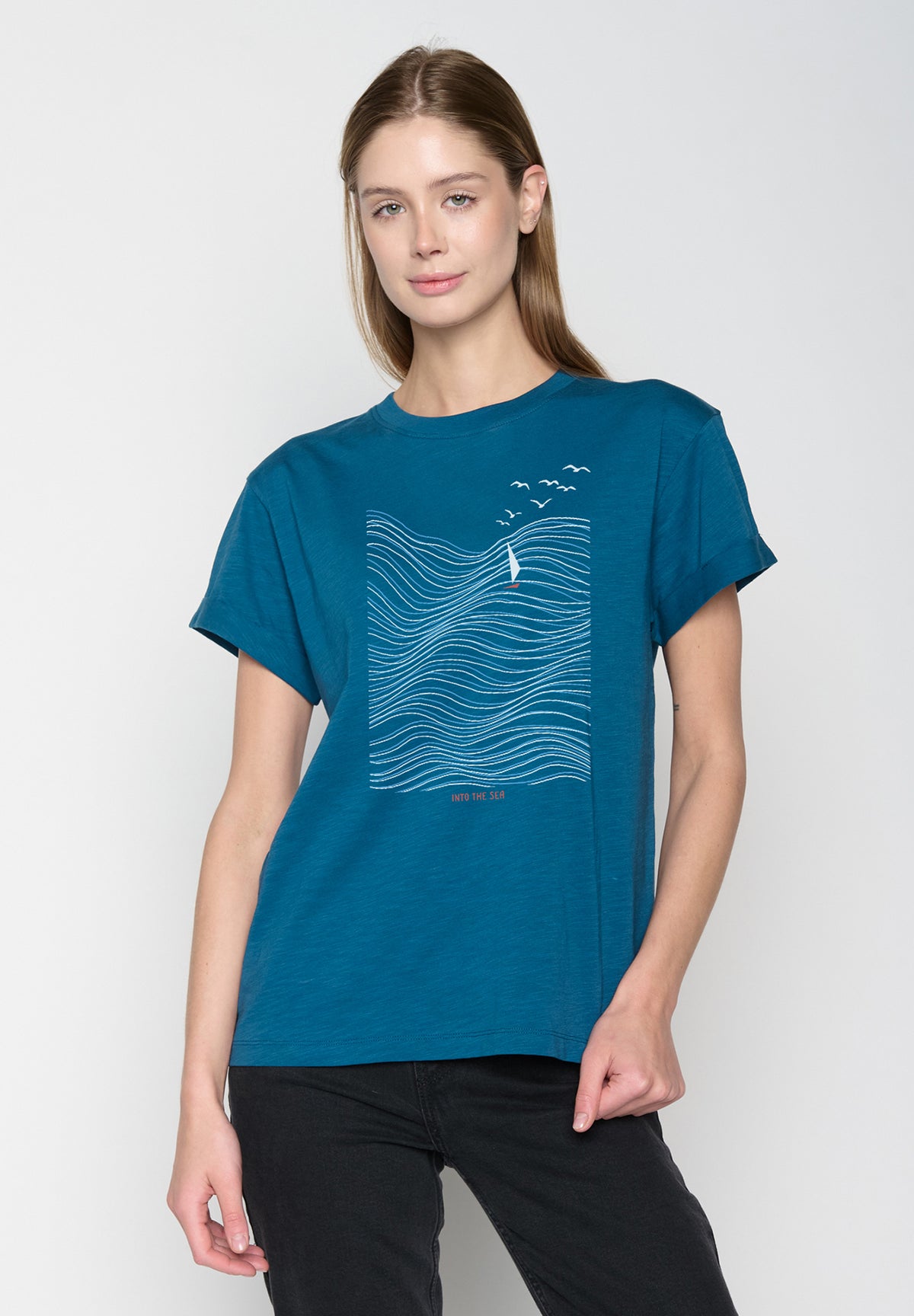 Rich Blue: Lässiges T-Shirt aus Bio-Baumwolle für Damen [20307]