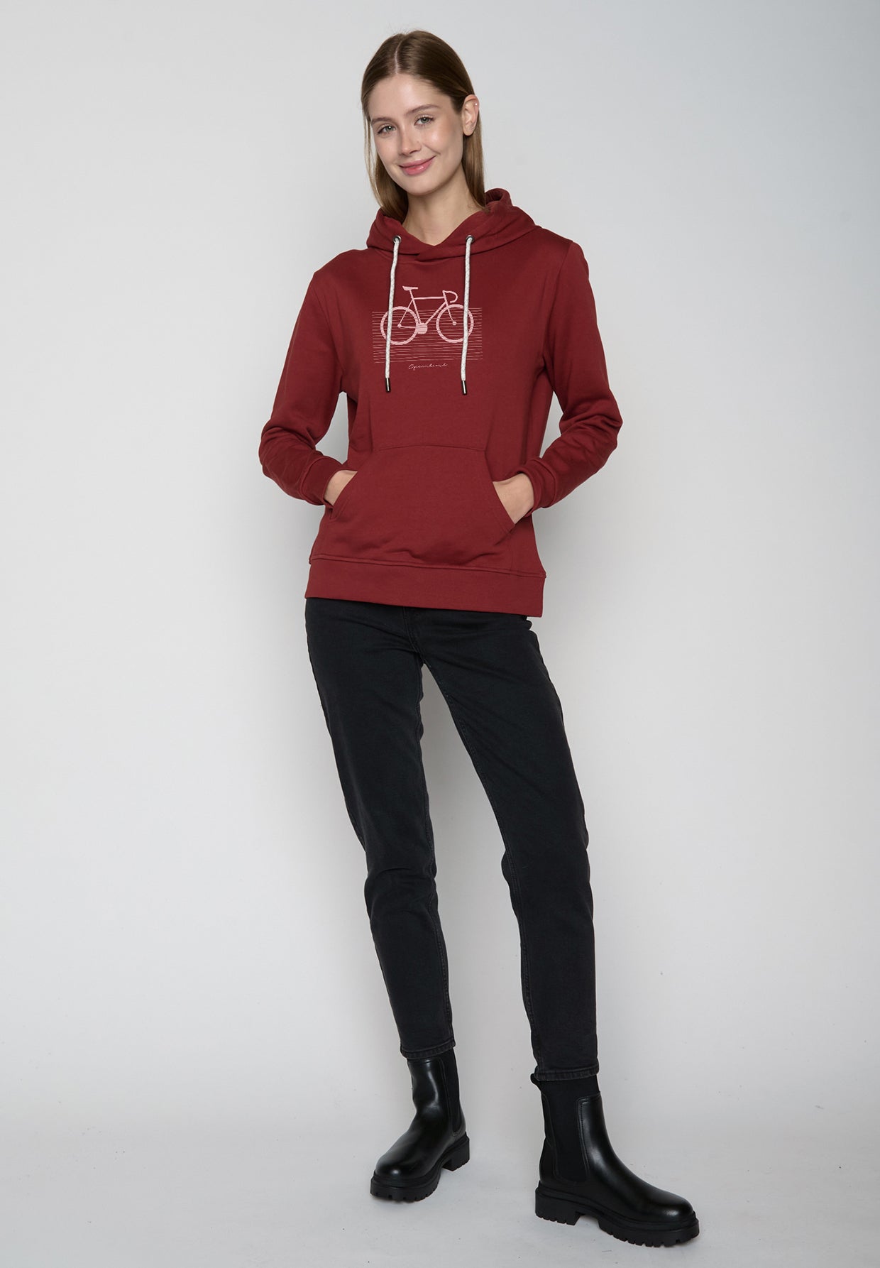 Rot:  Gemütlicher Hoodie aus Bio-Baumwolle für Damen [20309]