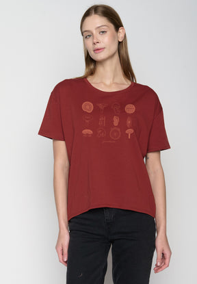 Rot:  Lässiges T-Shirt aus Bio-Baumwoll Mix für Damen [20317]