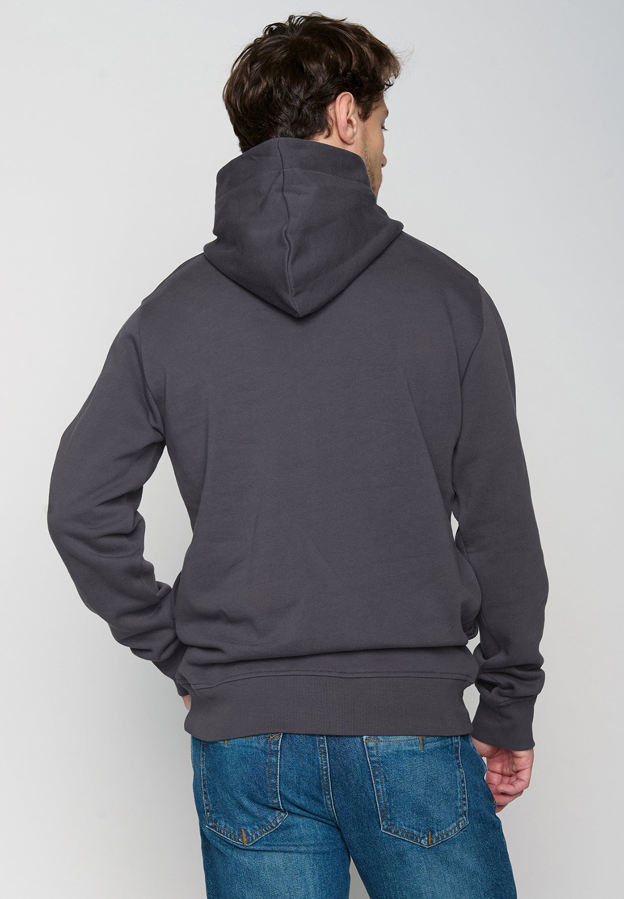 Anthracite: Kuschliger Hoodie aus Bio-Baumwolle für Herren [20330]