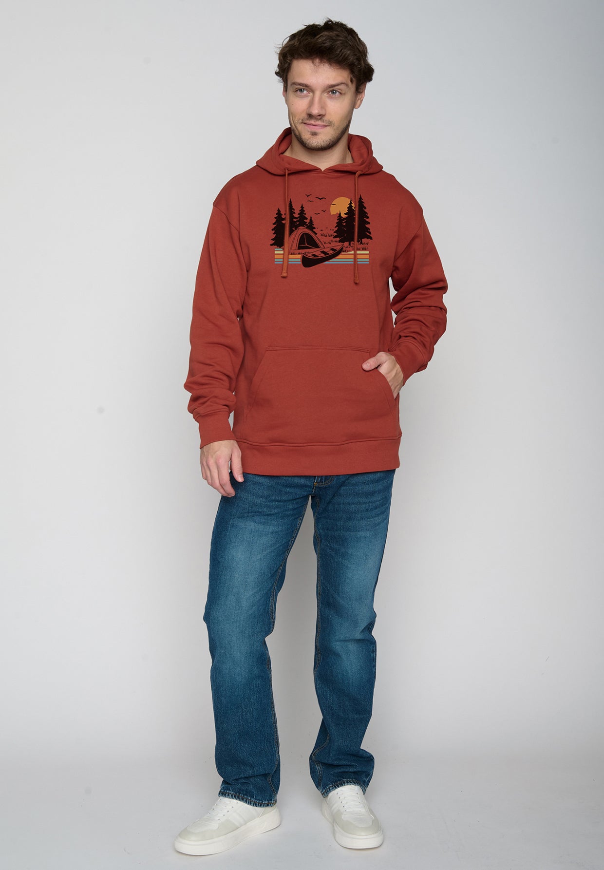 Grau:  Gemütlicher Hoodie aus Bio-Baumwolle für Herren [20336]