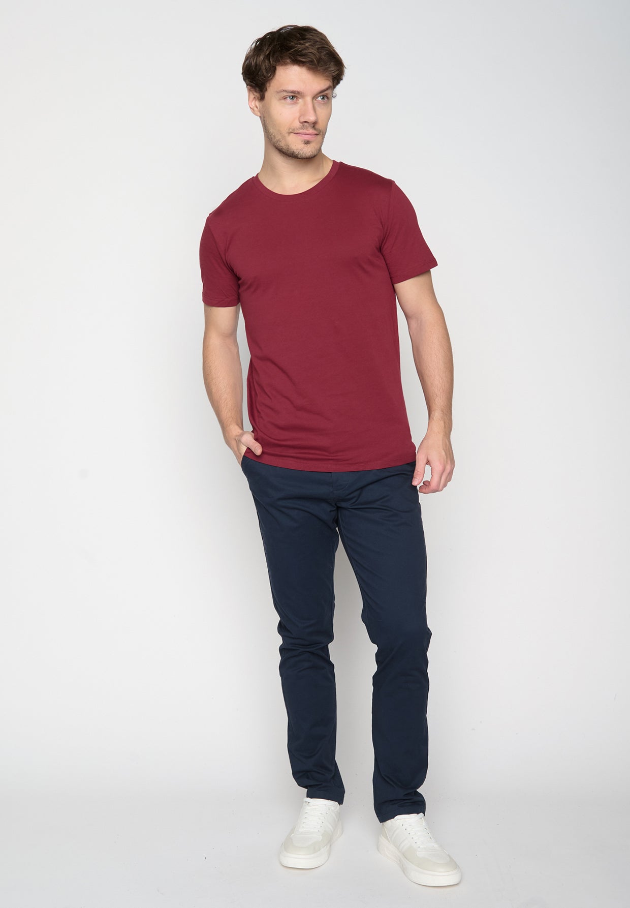 Burgundy: Sportliches T-Shirt aus Bio-Baumwolle für Herren [20355]