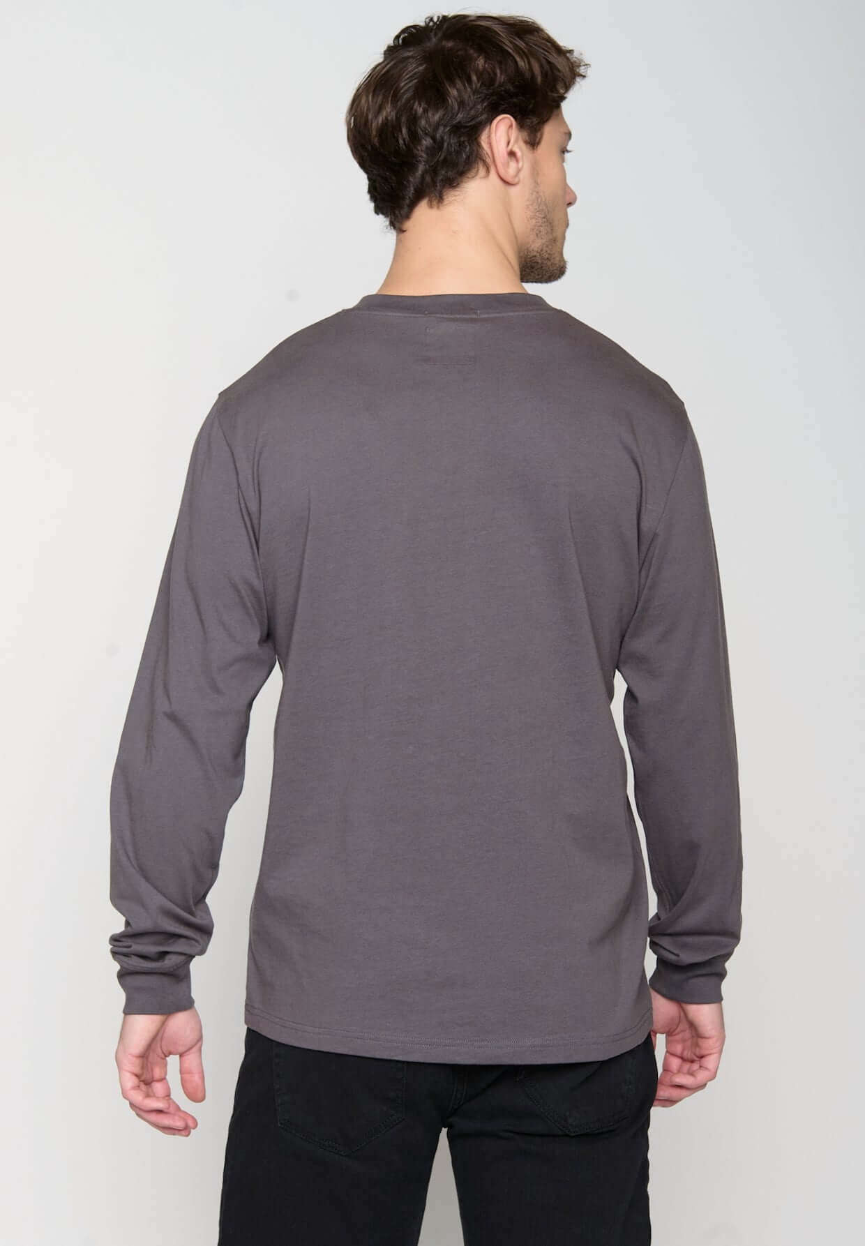 Anthracite: Sportliches Longsleeve für Herren [20365]
