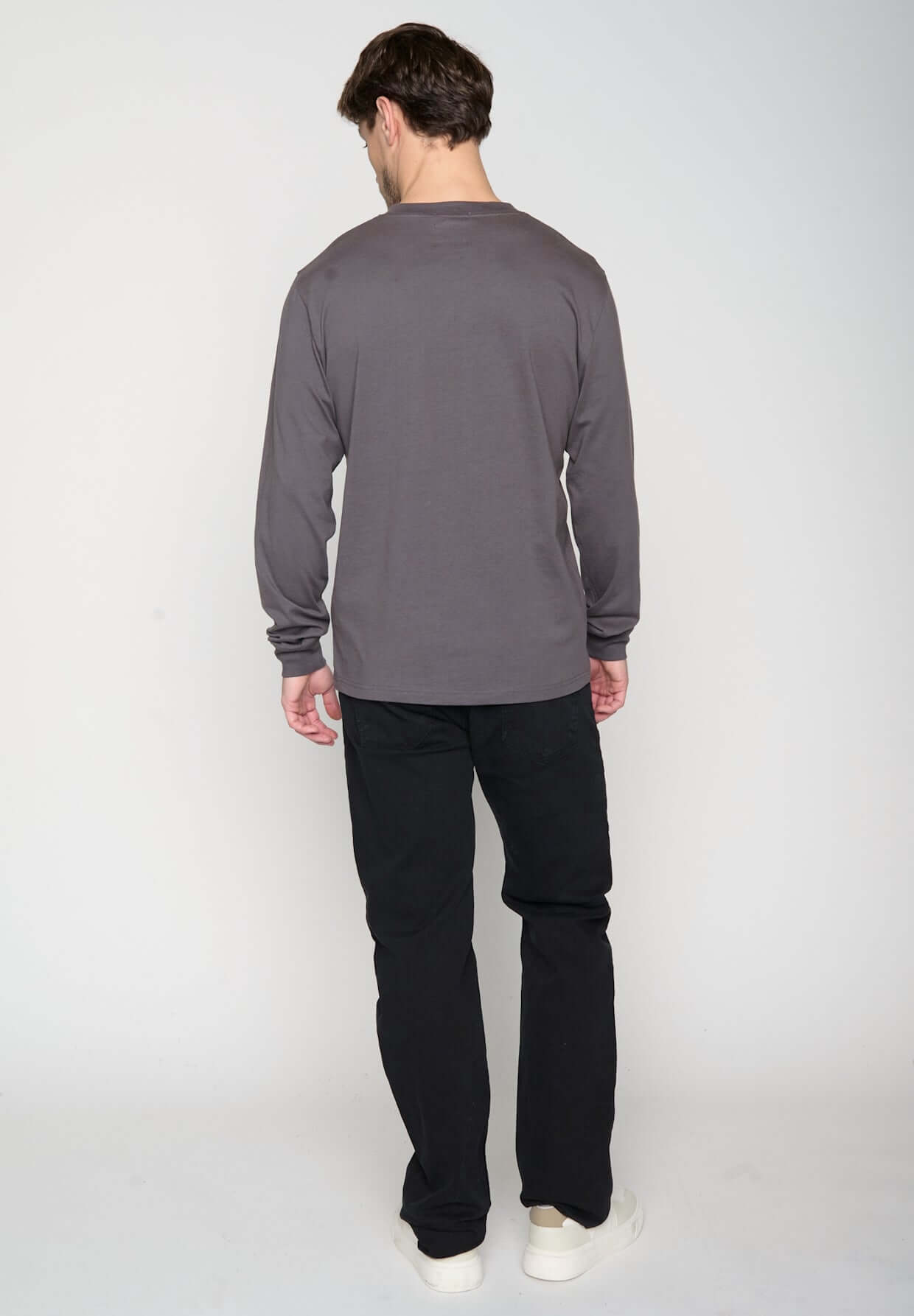 Anthracite: Sportliches Longsleeve für Herren [20366]