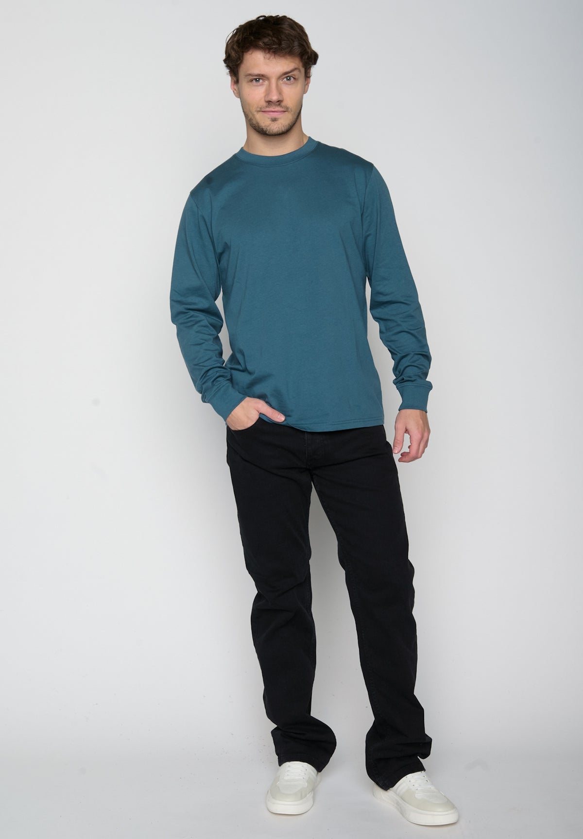 Blau:  Elegantes Longsleeve für Herren [20369]