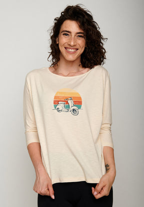 Sand: Lässiges Longsleeve aus Bambus Mix für Damen [20392]