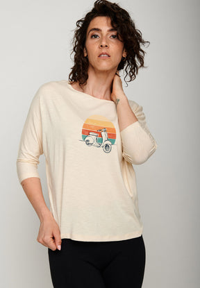 Sand: Lässiges Longsleeve aus Bambus Mix für Damen [20393]