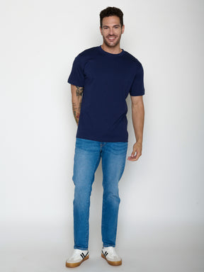 Navy: Lässiges T-Shirt aus Bio-Baumwolle für Herren [20434]