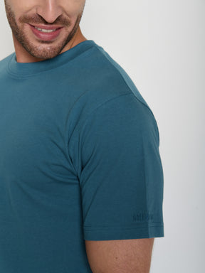 Tidal Blue: Lässiges Oversize-T-Shirt aus Bio-Baumwolle für Herren [20442]
