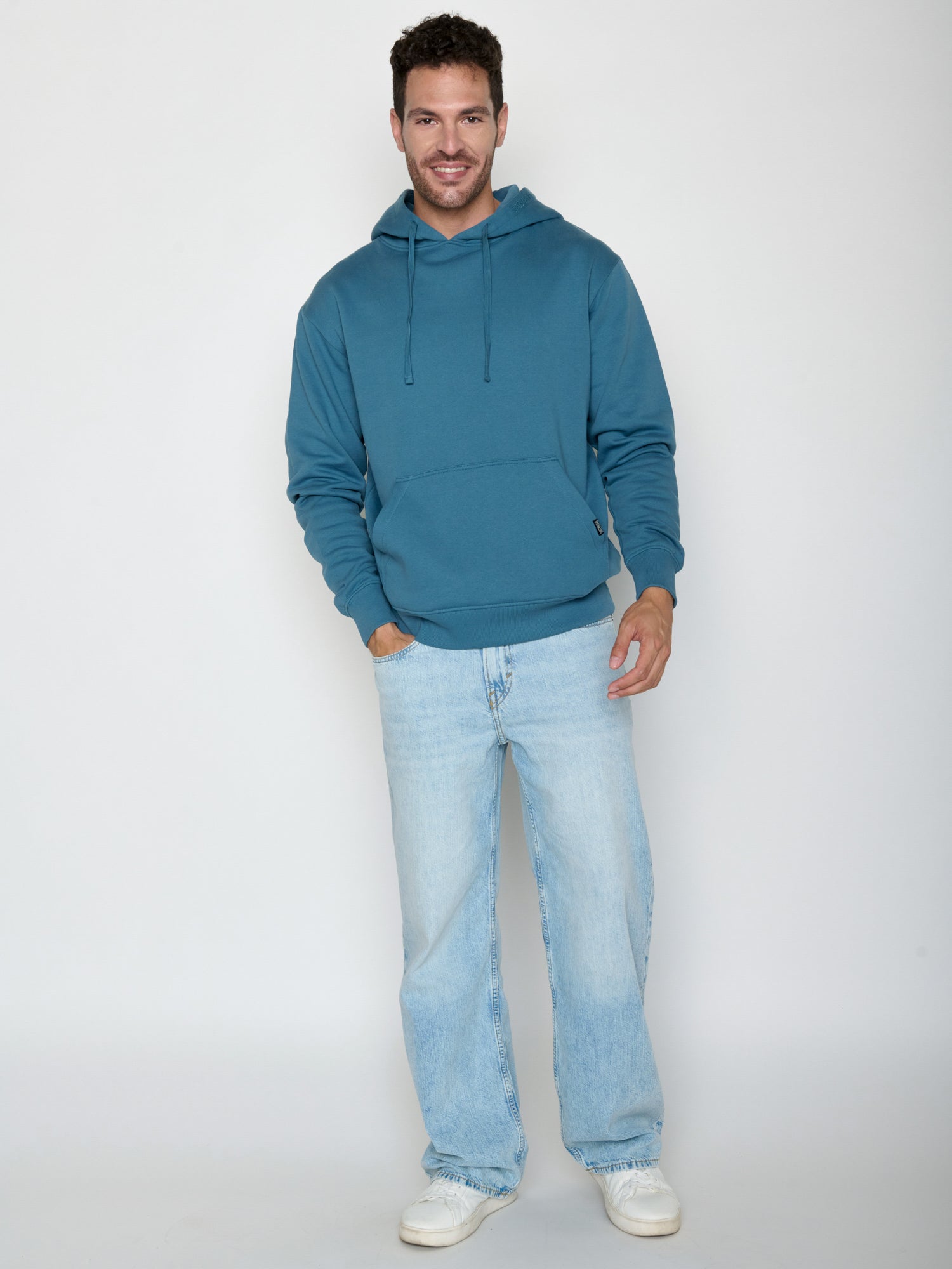 Tidal Blue: Gemütlicher Hoodie aus Bio-Baumwolle für Herren [20510]
