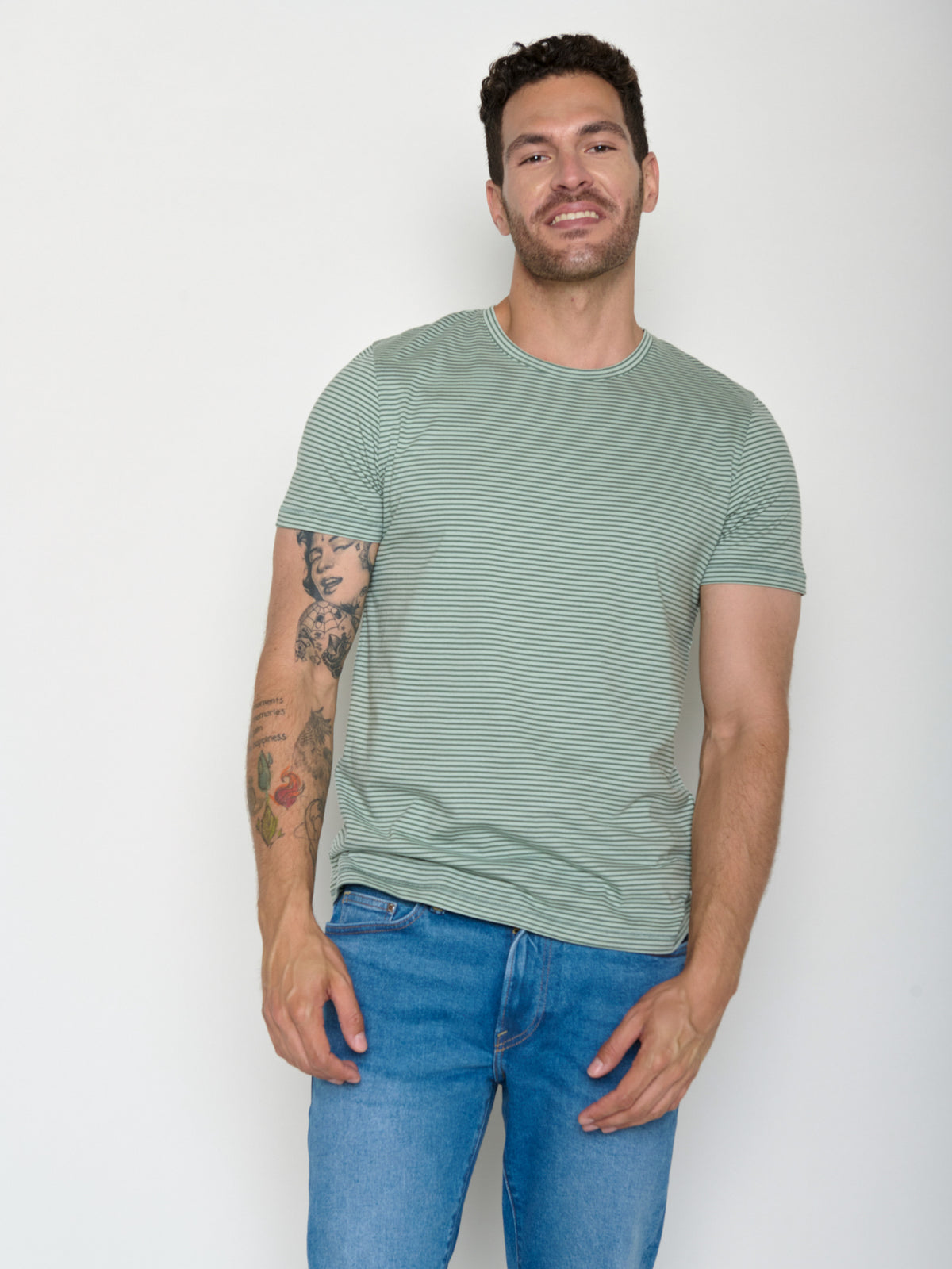 Bamboo Stripes: Sportliches T-Shirt aus Bio-Baumwolle für Herren [20514]