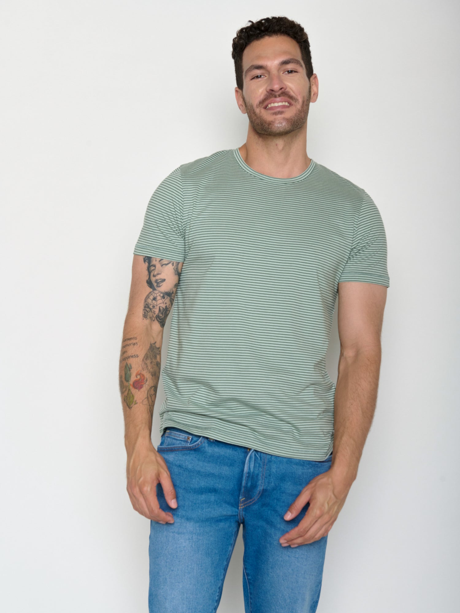 Bamboo Stripes: Sportliches T-Shirt aus Bio-Baumwolle für Herren [20514]