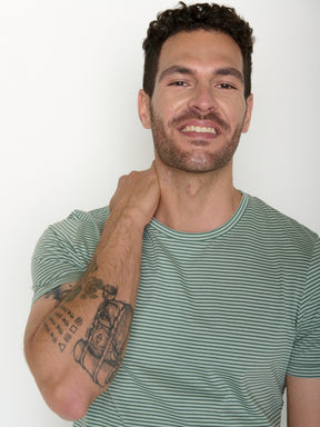 Bamboo Stripes: Sportliches T-Shirt aus Bio-Baumwolle für Herren [20515]