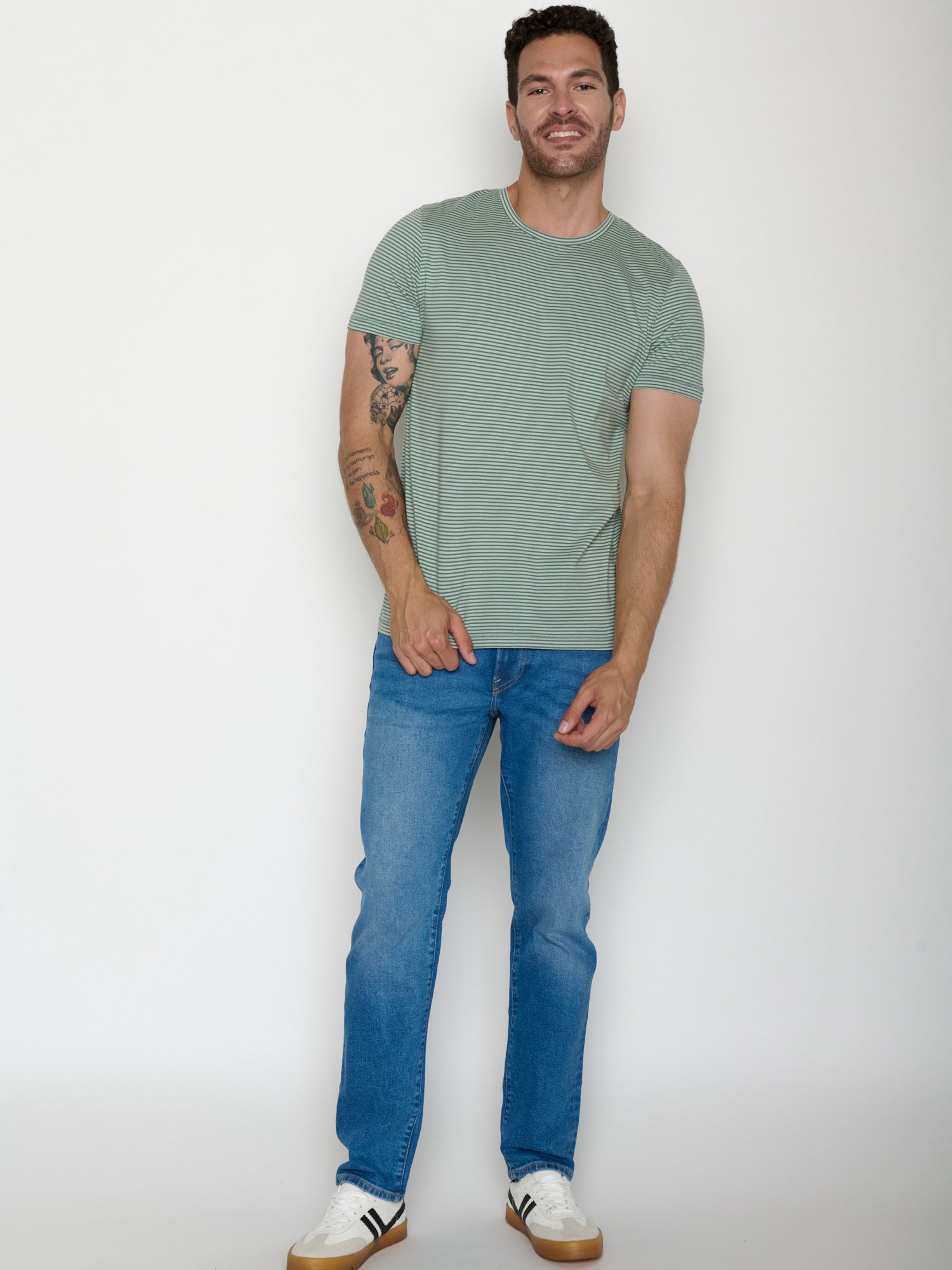 Bamboo Stripes: Sportliches T-Shirt aus Bio-Baumwolle für Herren [20516]