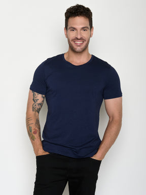 Navy: Lässiges T-Shirt aus Bio-Baumwolle für Herren [20529]