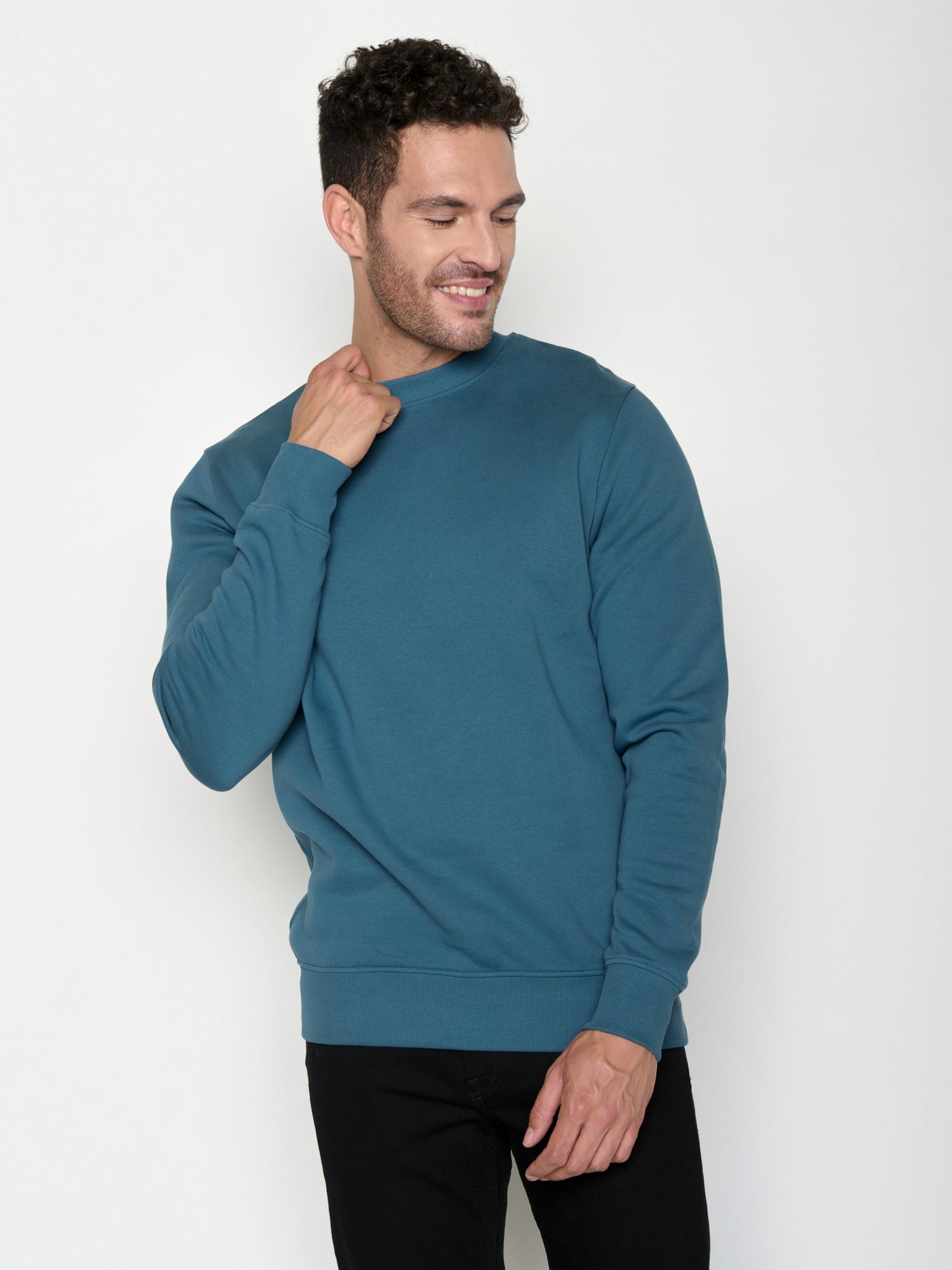 Tidal Blue: Gemütliches Sweatshirt aus Bio-Baumwolle für Herren [20552]