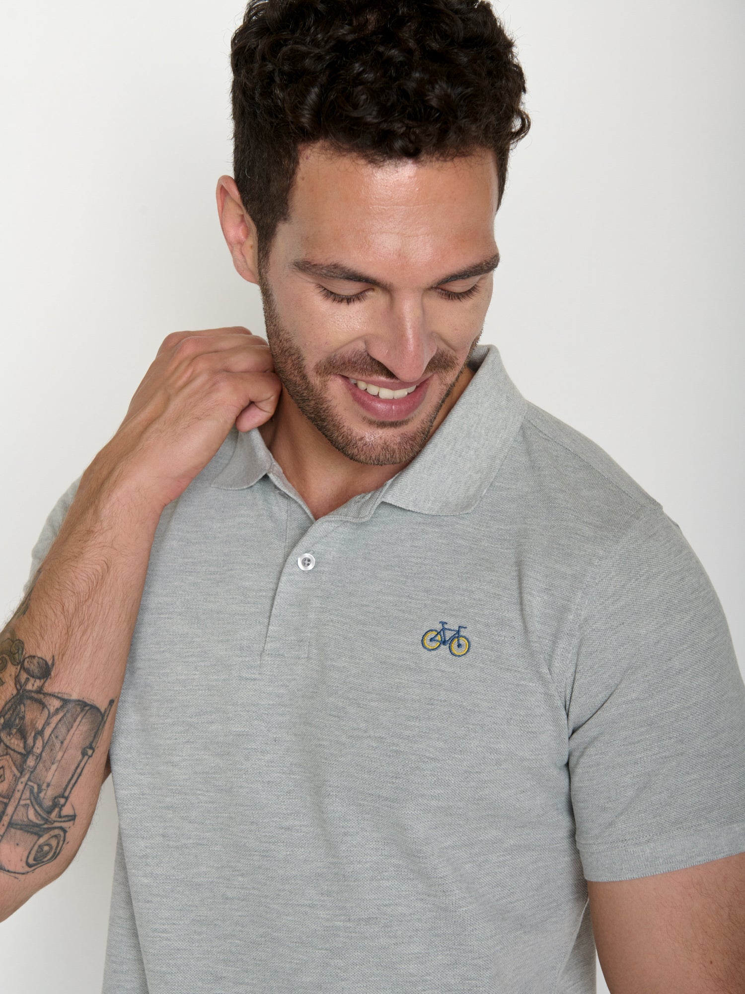 Heather Grey: Sportliches Polo aus Baumwoll-Mix für Herren [20633]