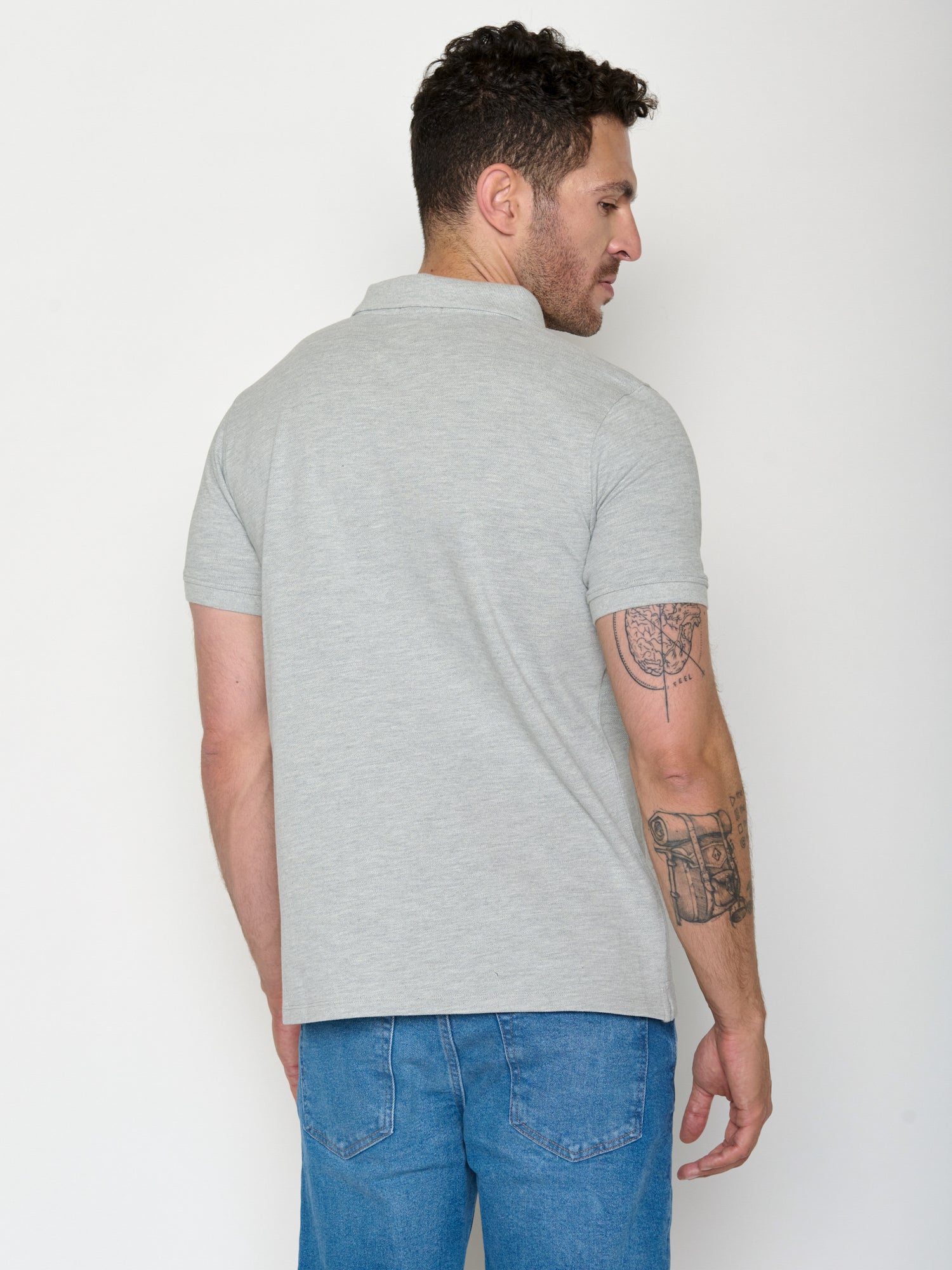 Heather Grey: Sportliches Polo aus Baumwoll-Mix für Herren [20636]