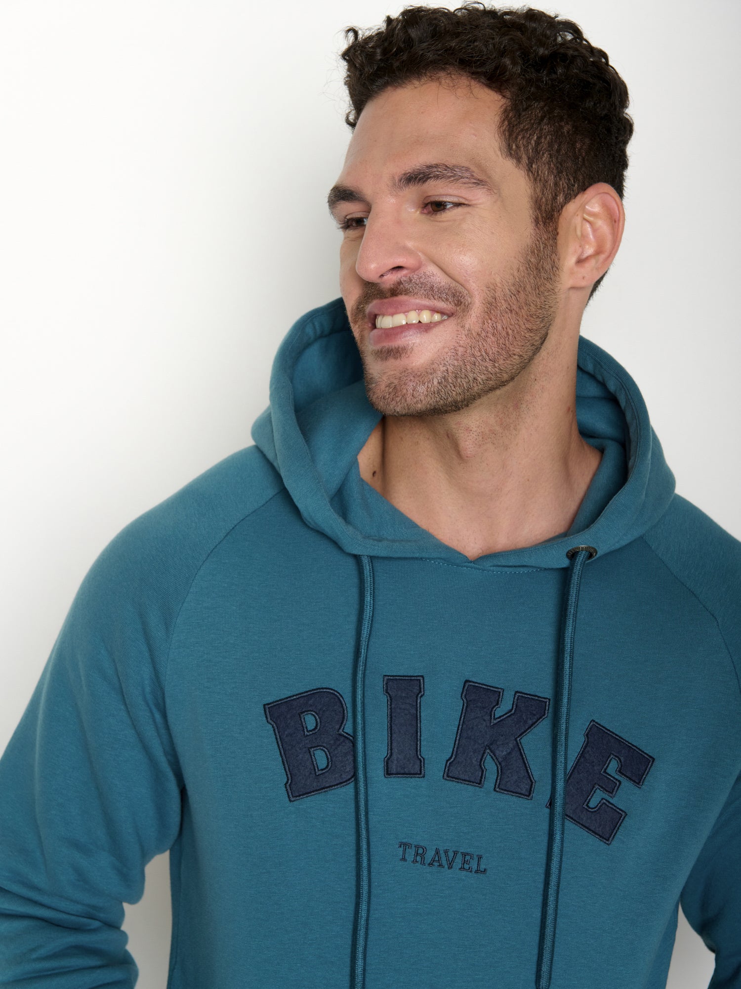 Tidal Blue: Hoodie aus Bio-Baumwolle mit Raglan-Arm für Herren [20639]