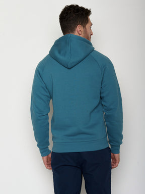 Tidal Blue: Hoodie aus Bio-Baumwolle mit Raglan-Arm für Herren [20641]