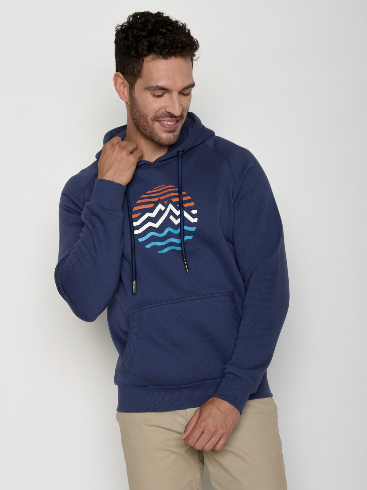 Navy: Hoodie aus Bio-Baumwolle mit Raglan-Arm für Herren [20657]