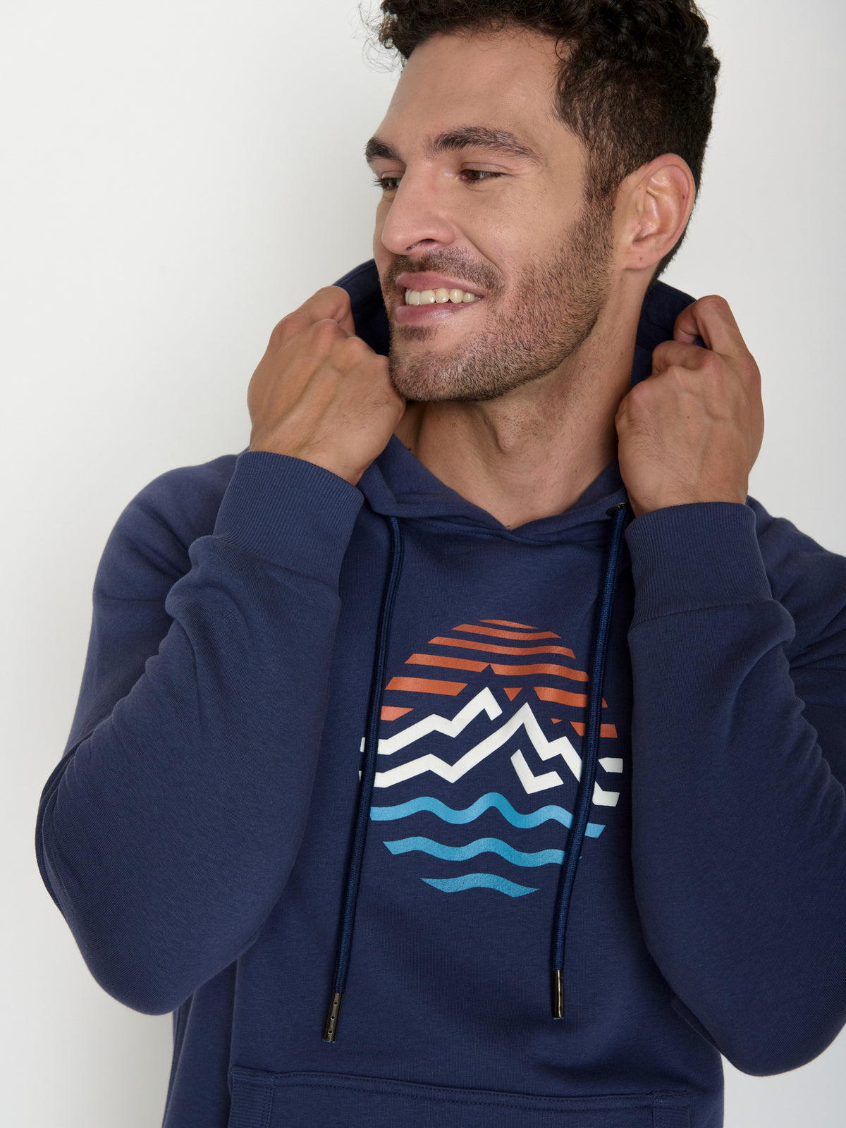 Navy: Hoodie aus Bio-Baumwolle mit Raglan-Arm für Herren [20658]