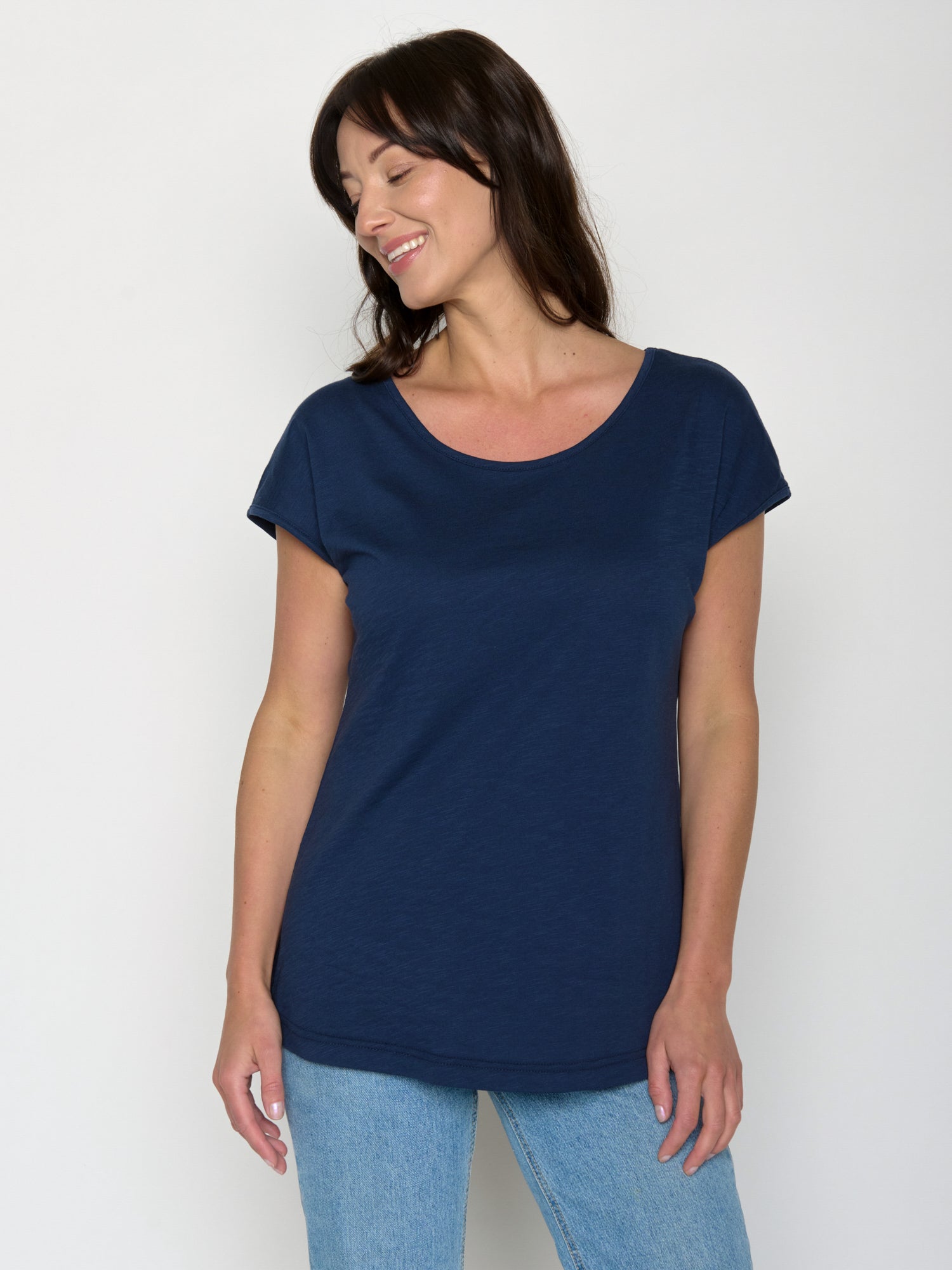 Blau:  Sportliches T-Shirt aus Bio-Baumwolle für Damen [20674]