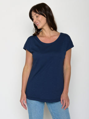 Blau:  Sportliches T-Shirt aus Bio-Baumwolle für Damen [20674]