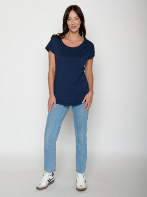 Blau:  Sportliches T-Shirt aus Bio-Baumwolle für Damen [20676]