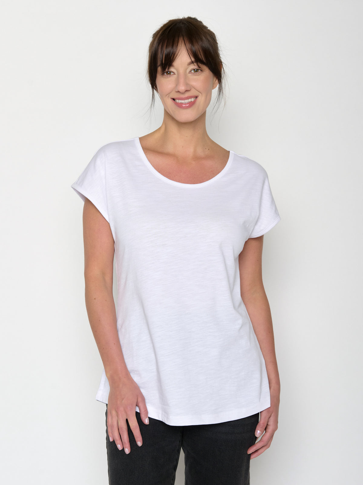 Weiß:  Sportliches T-Shirt aus Bio-Baumwolle für Damen [20684]