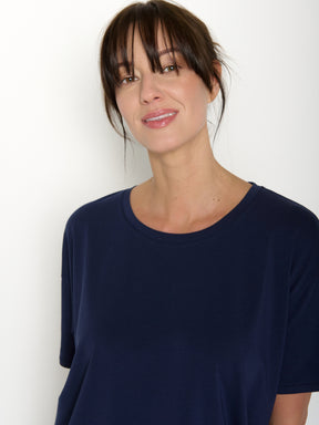 Navy: Lässiges T-Shirt aus Bio-Baumwoll Mix für Damen [20716]